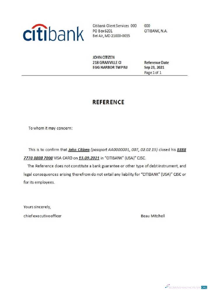 Download USA Citibank closure reference Photoshop template